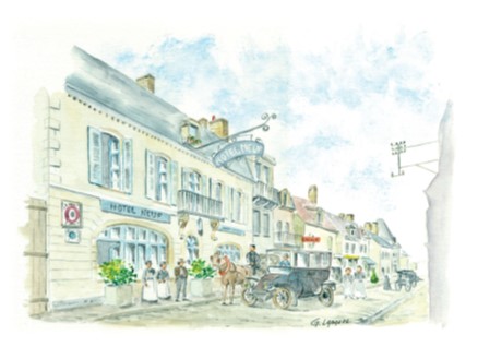 Aquarelle représentant un restaurant de Pouilly